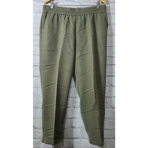 Chico's Casual Cuffed Ankle Pants Women's Size Large 12 Olive Green Twill Tencel